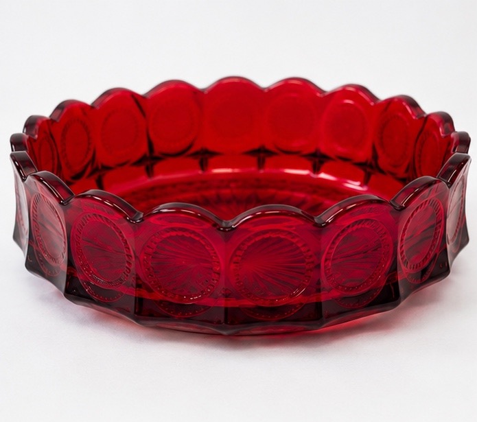 Ruby Red Vintage Glass Bowl