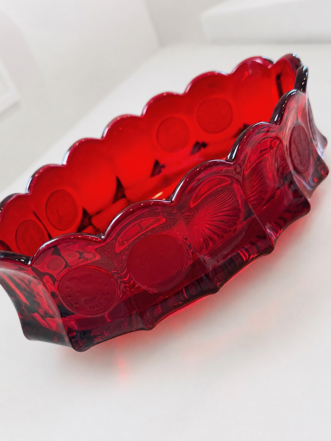 Ruby Red Vintage Glass Bowl