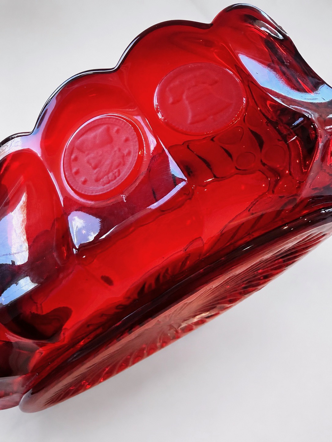 Ruby Red Vintage Glass Bowl